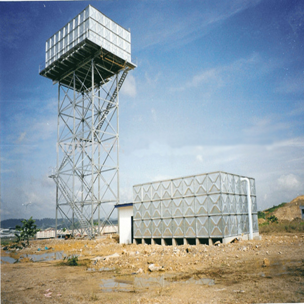Galvanized steel water tank with tower